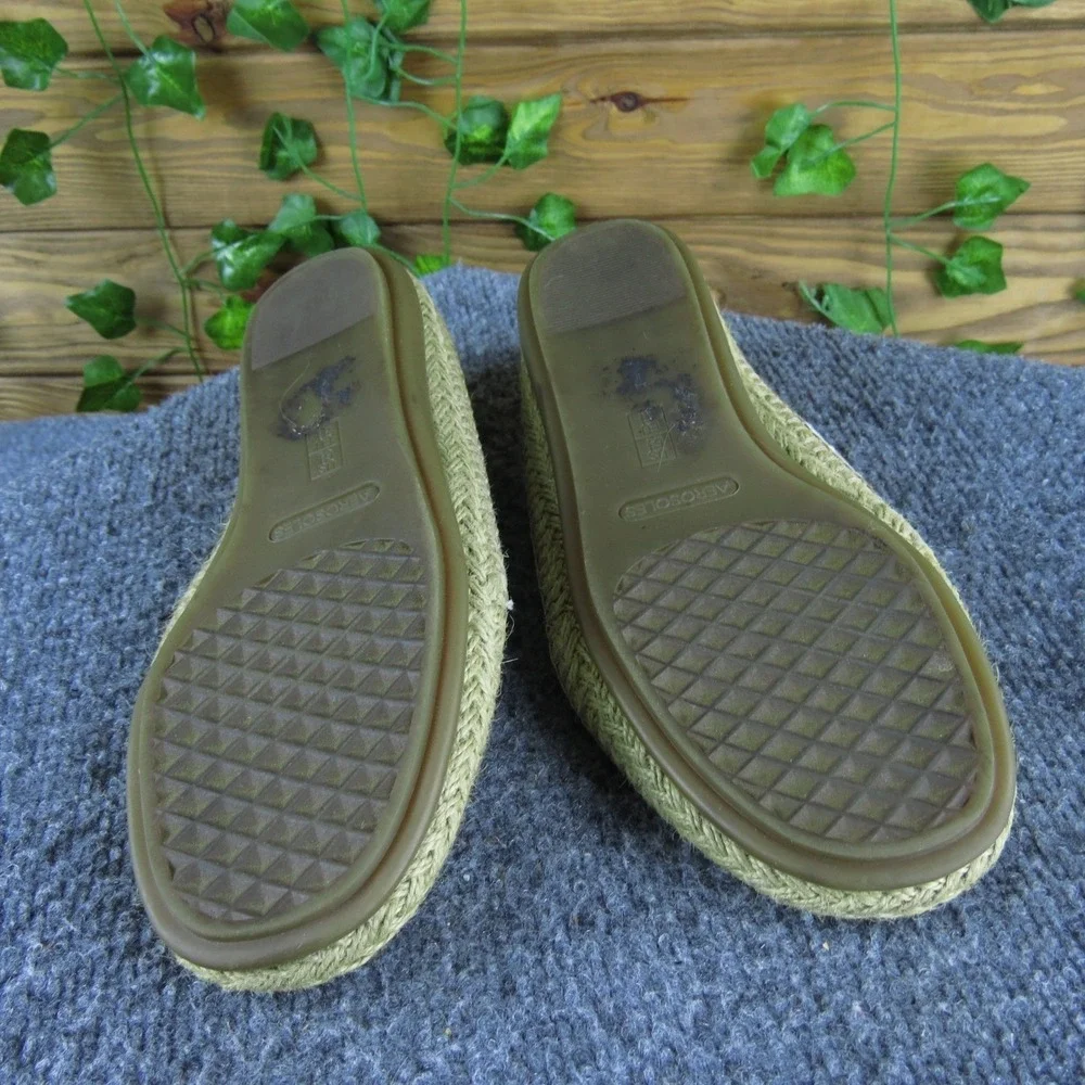 Aerosoles Solitaire Women Beige Striped Fabric‎ Flats 6.5 Espadrille Comfort
